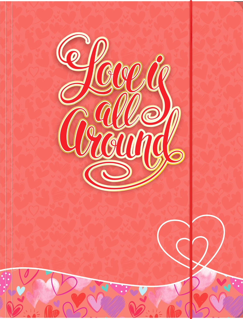 FASCIKLA SA GUMOM A4 LOVE IS ALL ...CRVENA 600GR LUX OP*