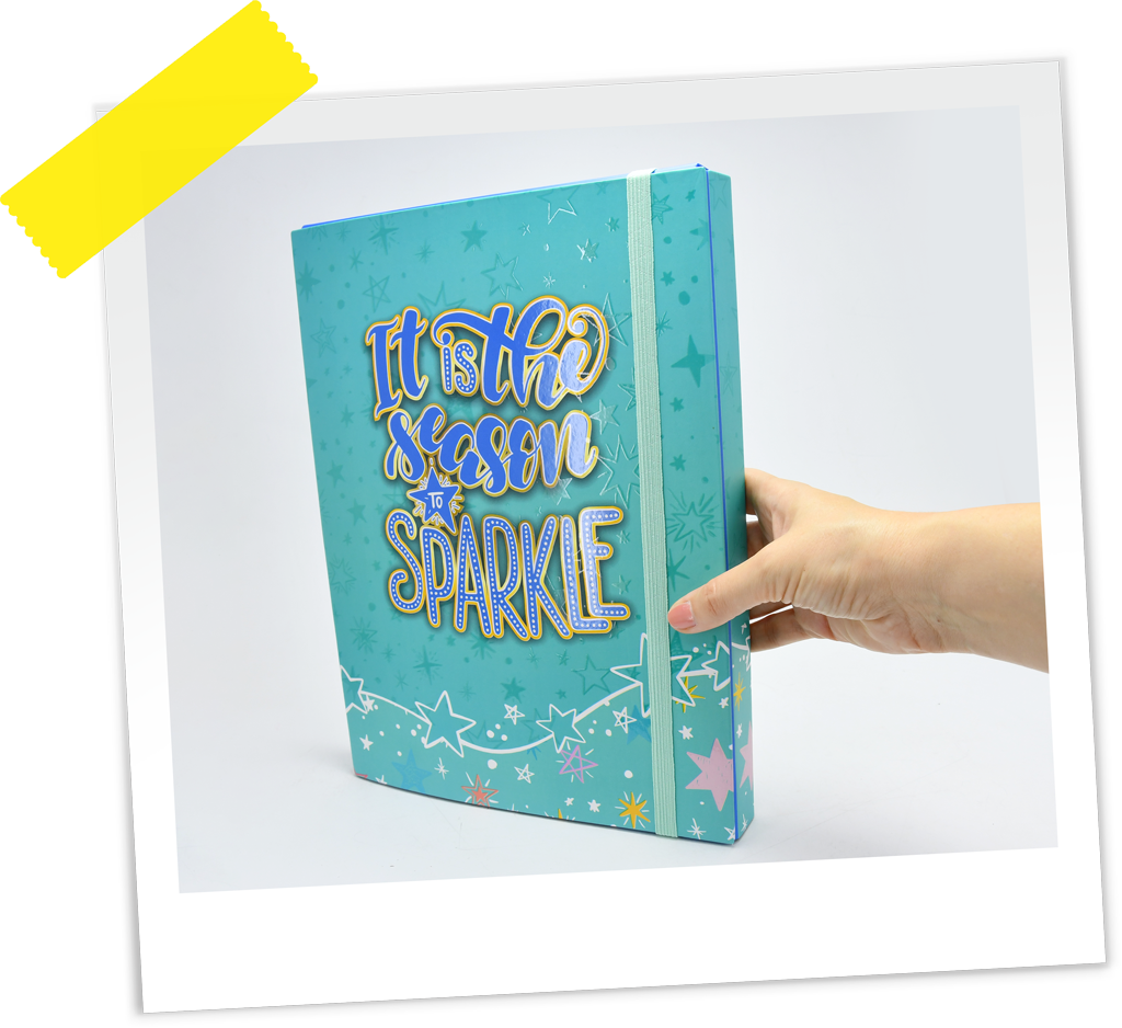 FASCIKLA SA GUMOM A4 3D BOX SPARKLE TIRKIZ OP*