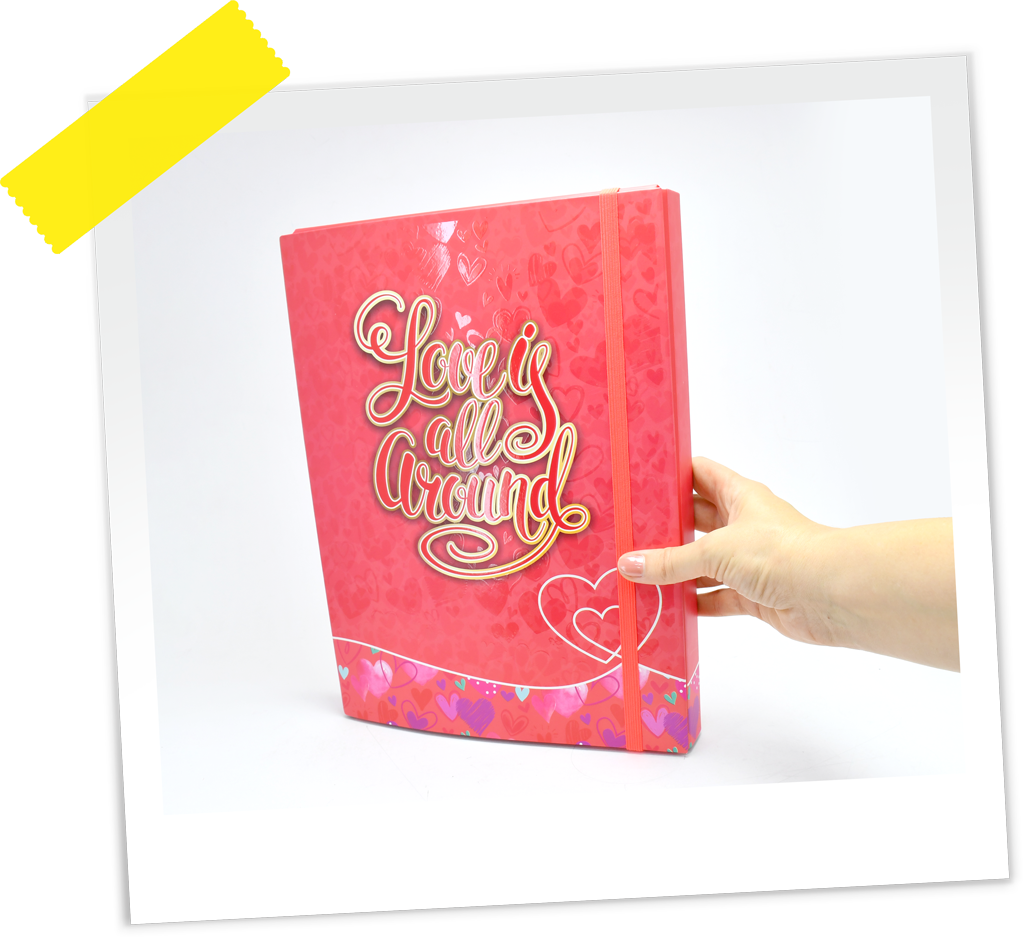 FASCIKLA SA GUMOM A4 3D BOX LOVE IS ALL...CRVENA OP*