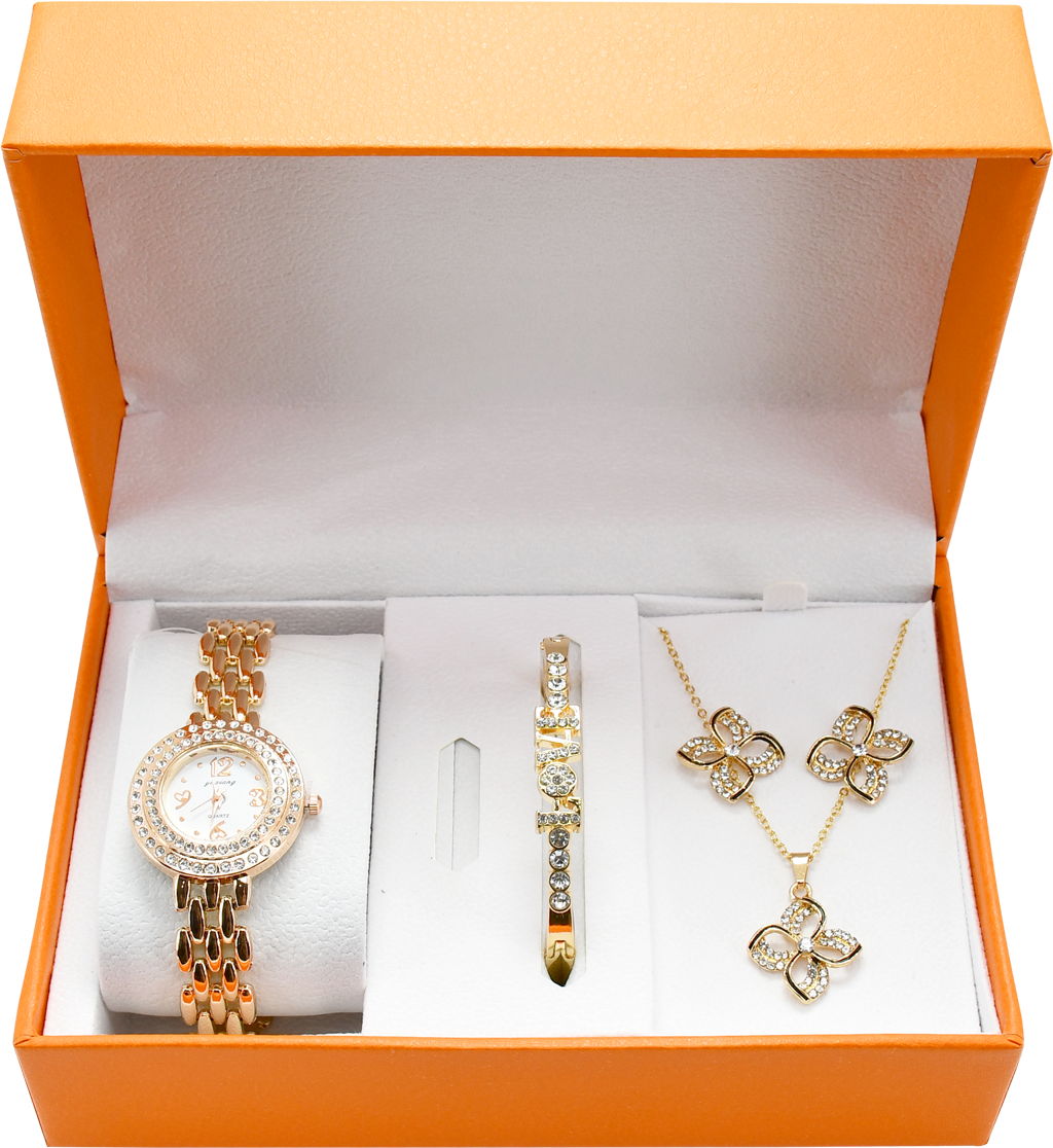 SET NAKITA OP24438 sat ogrlica narukvica minđu&scaron;e zlatni WY #