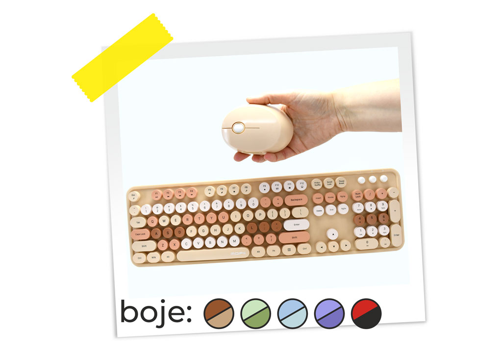 TASTATURA I MIŠ SET OP24505 ljubičasta plava crna zelena bež roze WY*