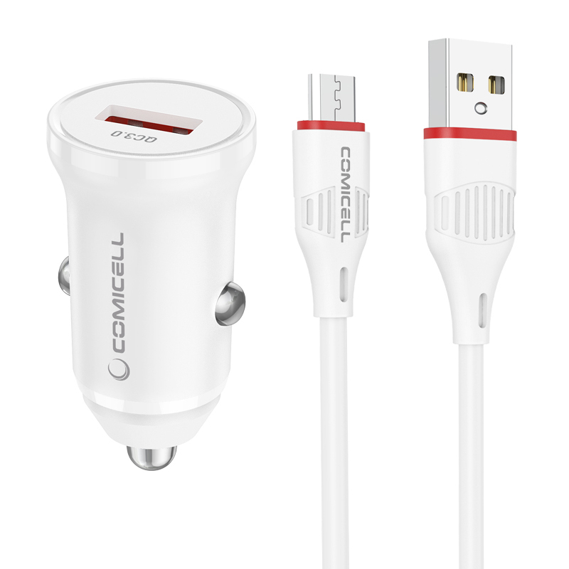 AUTO PUNJAČ SA KABLOM COMICELL SUPERIOR CO-BZ18 18W USB-A NA USB-MICRO BELI