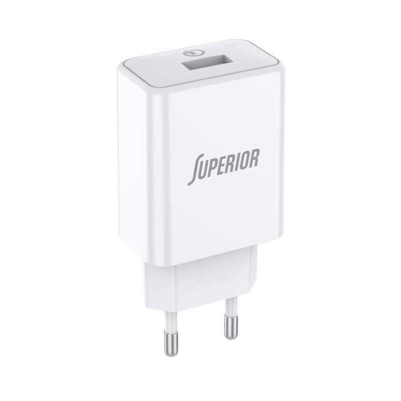 PUNJAČ BEZ KABLA SUPERIOR SU-P101 FAST 18W 3A BELI USB-A