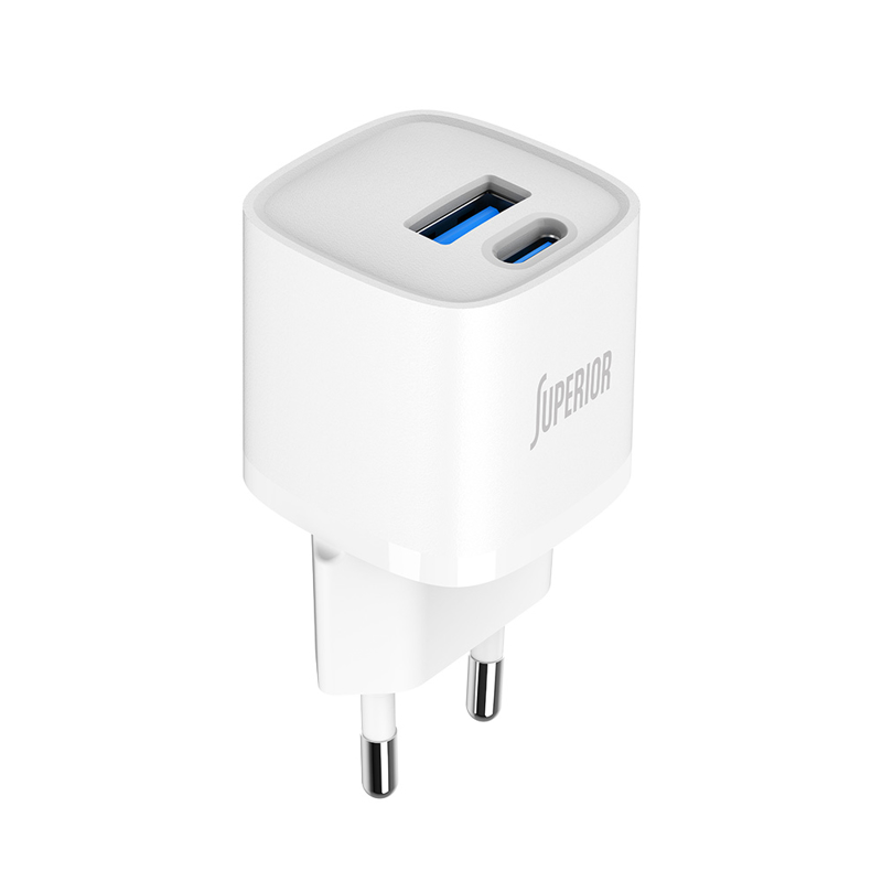 PUNJAČ BEZ KABLA SUPERIOR SU-P104 30W SUPER FAST USB-A + USB-C BELI