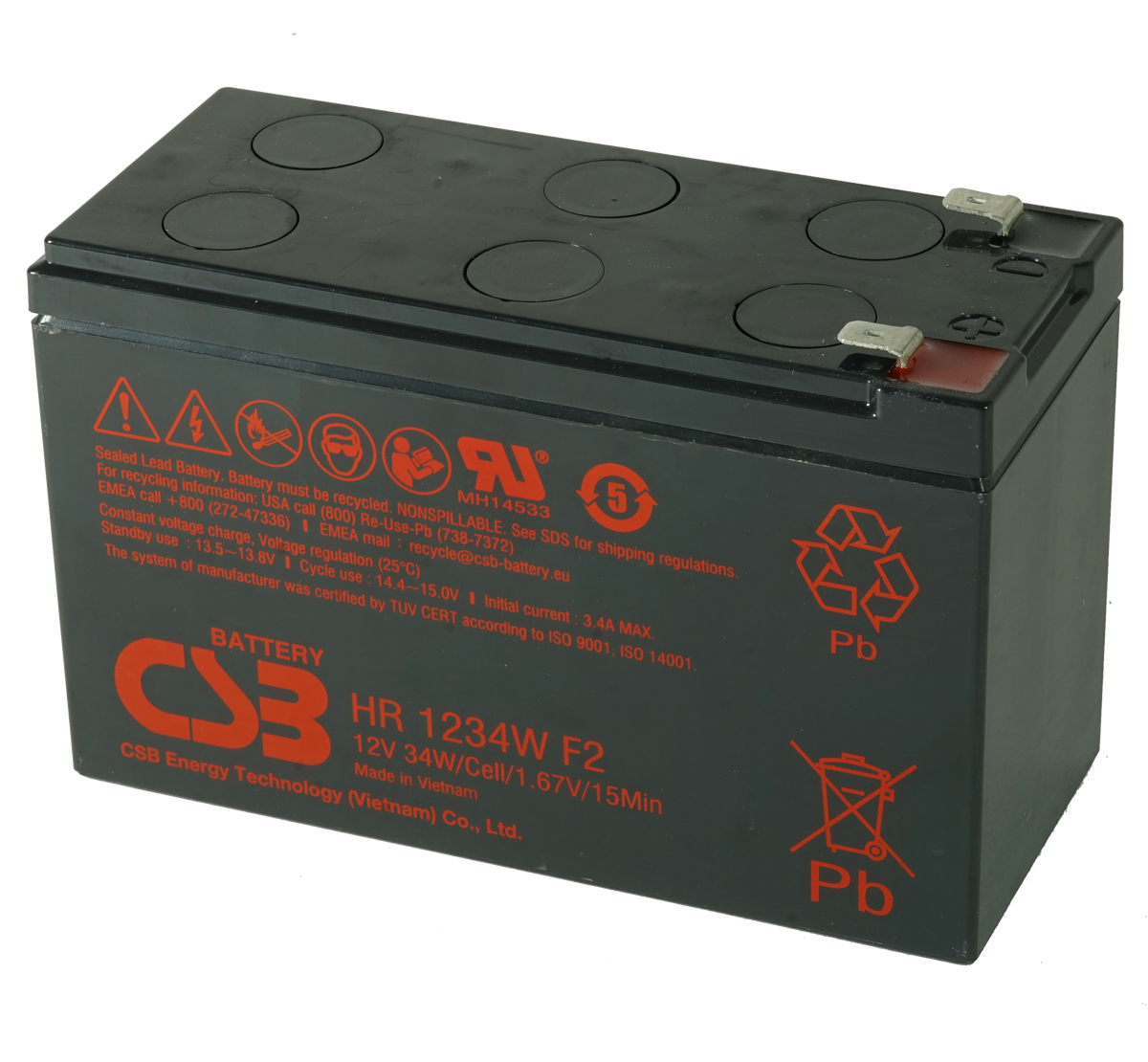 CSB Baterija 12V/9Ah HR 1234W F2